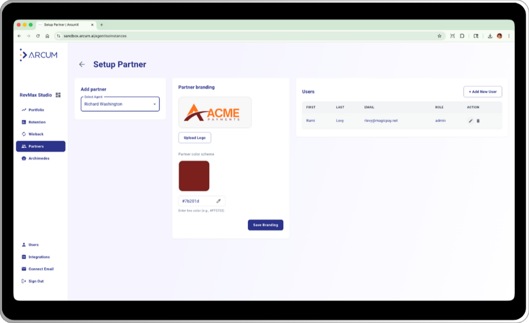 Partner Manager Setup Page