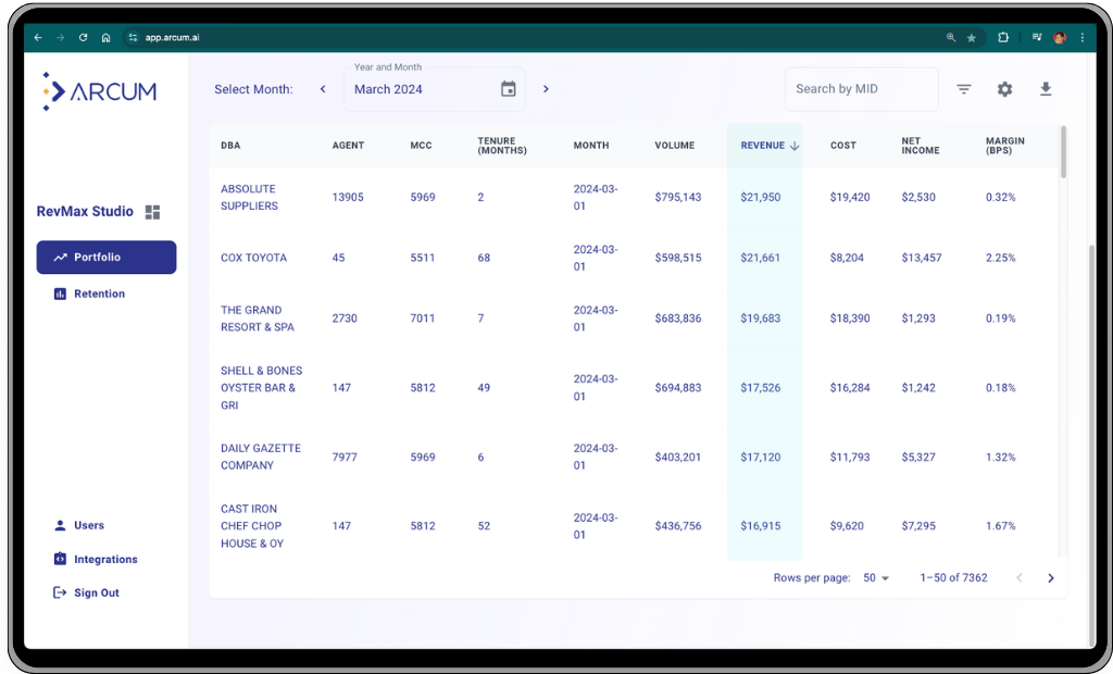 Portfolio Manager - Table View